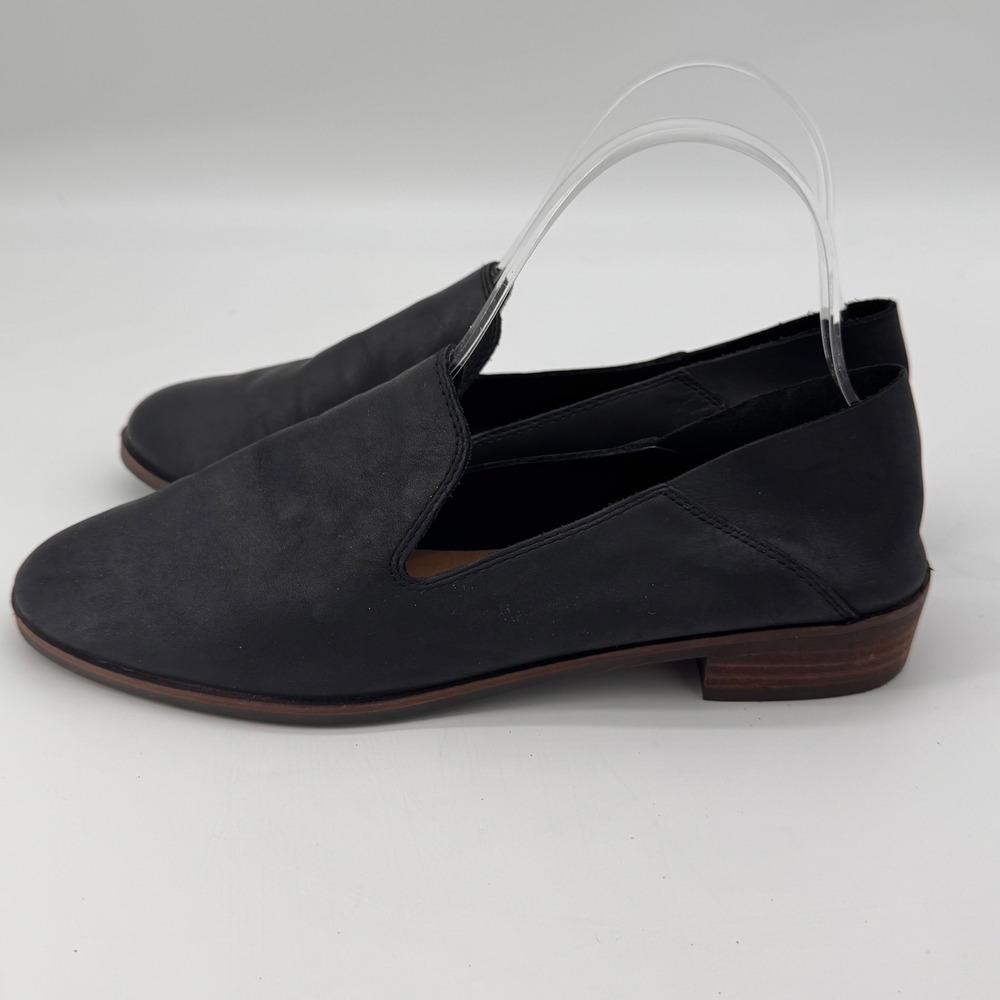 Lucky Brand Cahill Black Leather Loafer Flats 9.5 Minimalist Academia Casual - Picture 2 of 8